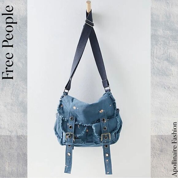 FREE PEOPLE SHADOW BOXER MESSENGER BAG IN FRENCH BLUE NWT NEW GORGEOUS - Picture 2 of 6